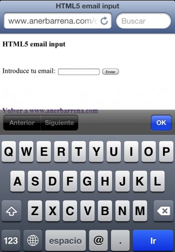 html5 email input teclado