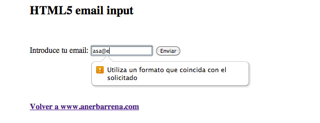 html5 email input error pattern