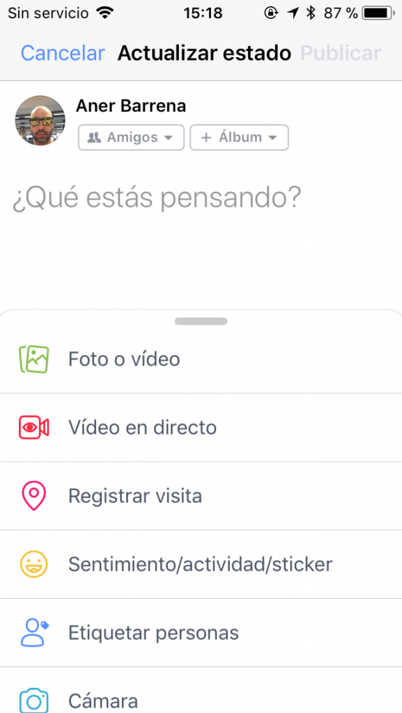 Facebook Live vídeo desde móvil configuración
